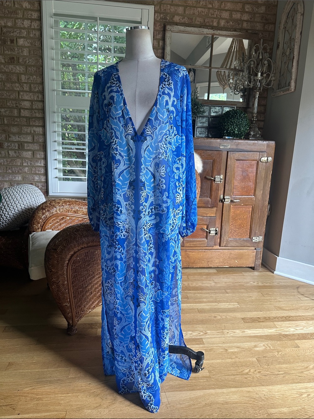LILLY PULLITZER KEIR MAXI COVERUP BAJA COVE SWIM BEACH LARGE NEW SHEER